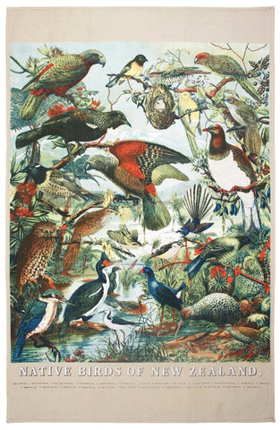 Native Birds of New Zealand Tea Towel
