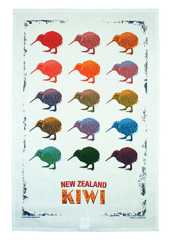 Vintage Colour Kiwis Tea Towel