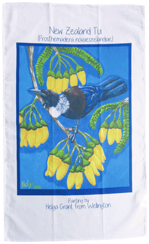 NZ Art Tea Towel - Tui - by Helga Grant