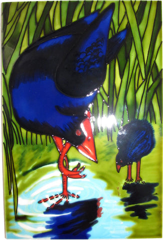 Ceramic Tile : Pukeko and Chick