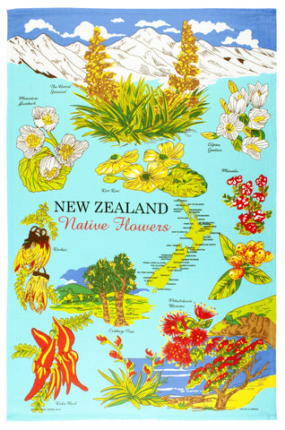 NZ Native Flowers Tea Towel