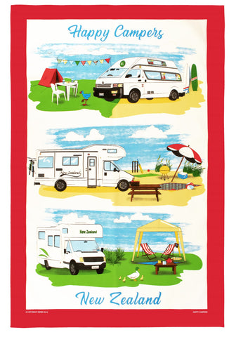 Happy Campers New Zealand Tea Towel
