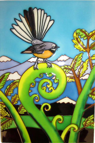 Ceramic Tile : Fantail on Koru