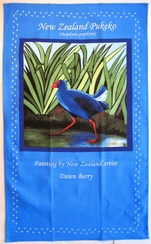 NZ Art Tea Towel - Pukeko - by Dawn Barry
