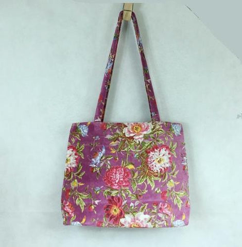 Large Velvet Tote Bag: Lilac